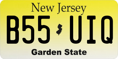 NJ license plate B55UIQ