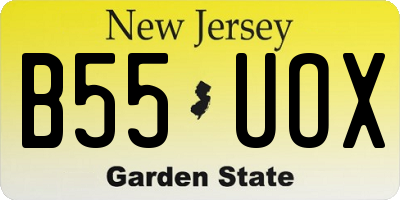 NJ license plate B55UOX