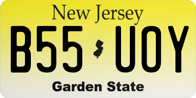 NJ license plate B55UOY