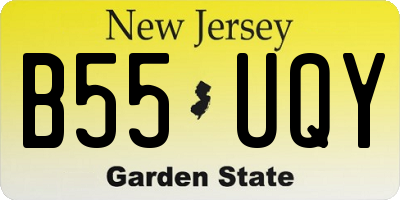 NJ license plate B55UQY