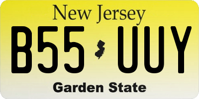NJ license plate B55UUY