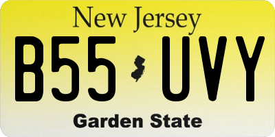 NJ license plate B55UVY