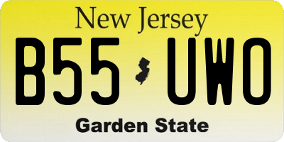 NJ license plate B55UWO