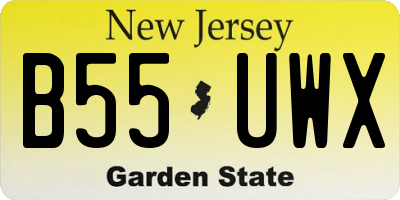 NJ license plate B55UWX