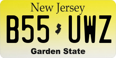 NJ license plate B55UWZ