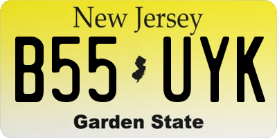 NJ license plate B55UYK