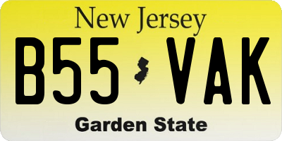 NJ license plate B55VAK