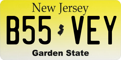 NJ license plate B55VEY