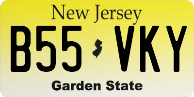 NJ license plate B55VKY