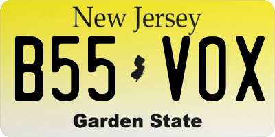 NJ license plate B55VOX