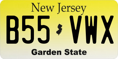 NJ license plate B55VWX