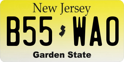NJ license plate B55WAO