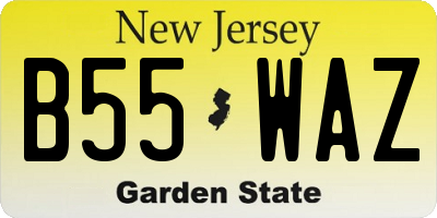 NJ license plate B55WAZ