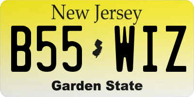 NJ license plate B55WIZ