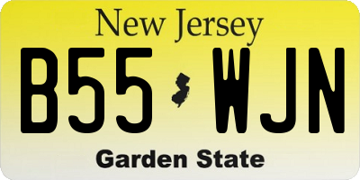 NJ license plate B55WJN