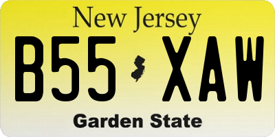 NJ license plate B55XAW
