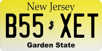NJ license plate B55XET