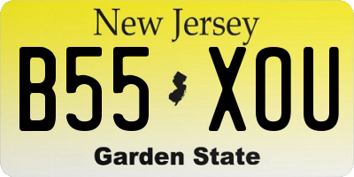 NJ license plate B55XOU