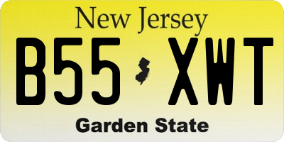 NJ license plate B55XWT