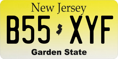 NJ license plate B55XYF
