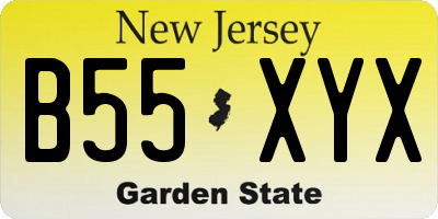 NJ license plate B55XYX