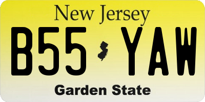 NJ license plate B55YAW
