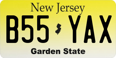 NJ license plate B55YAX