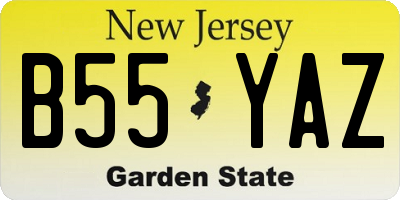 NJ license plate B55YAZ