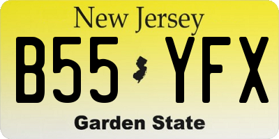 NJ license plate B55YFX