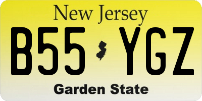 NJ license plate B55YGZ