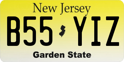 NJ license plate B55YIZ