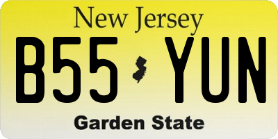 NJ license plate B55YUN