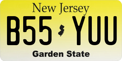 NJ license plate B55YUU