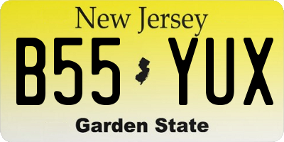 NJ license plate B55YUX