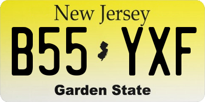 NJ license plate B55YXF