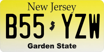 NJ license plate B55YZW
