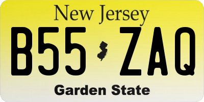 NJ license plate B55ZAQ