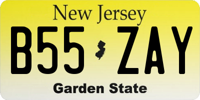 NJ license plate B55ZAY