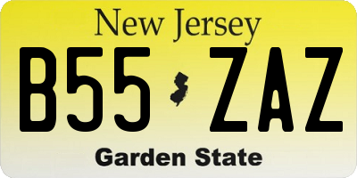 NJ license plate B55ZAZ