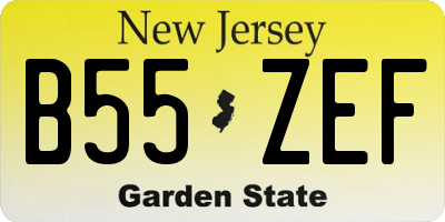 NJ license plate B55ZEF