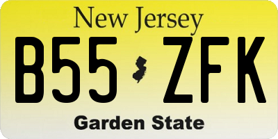 NJ license plate B55ZFK
