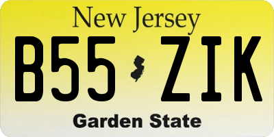 NJ license plate B55ZIK