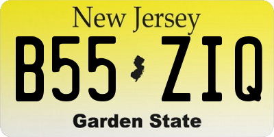 NJ license plate B55ZIQ