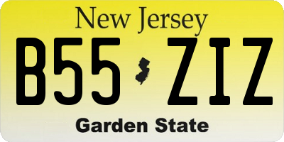 NJ license plate B55ZIZ