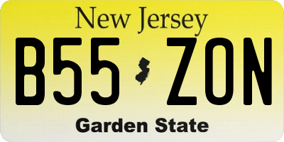 NJ license plate B55ZON