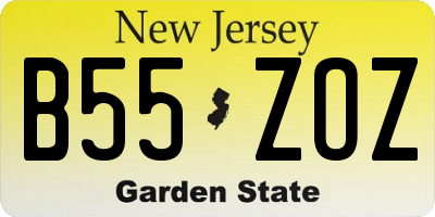NJ license plate B55ZOZ