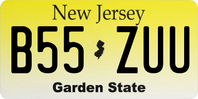 NJ license plate B55ZUU