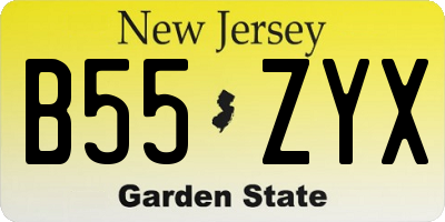 NJ license plate B55ZYX