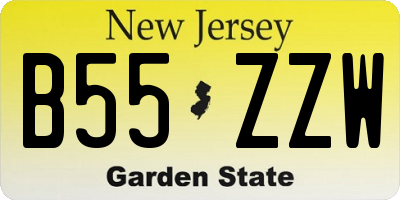 NJ license plate B55ZZW