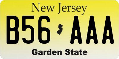 NJ license plate B56AAA